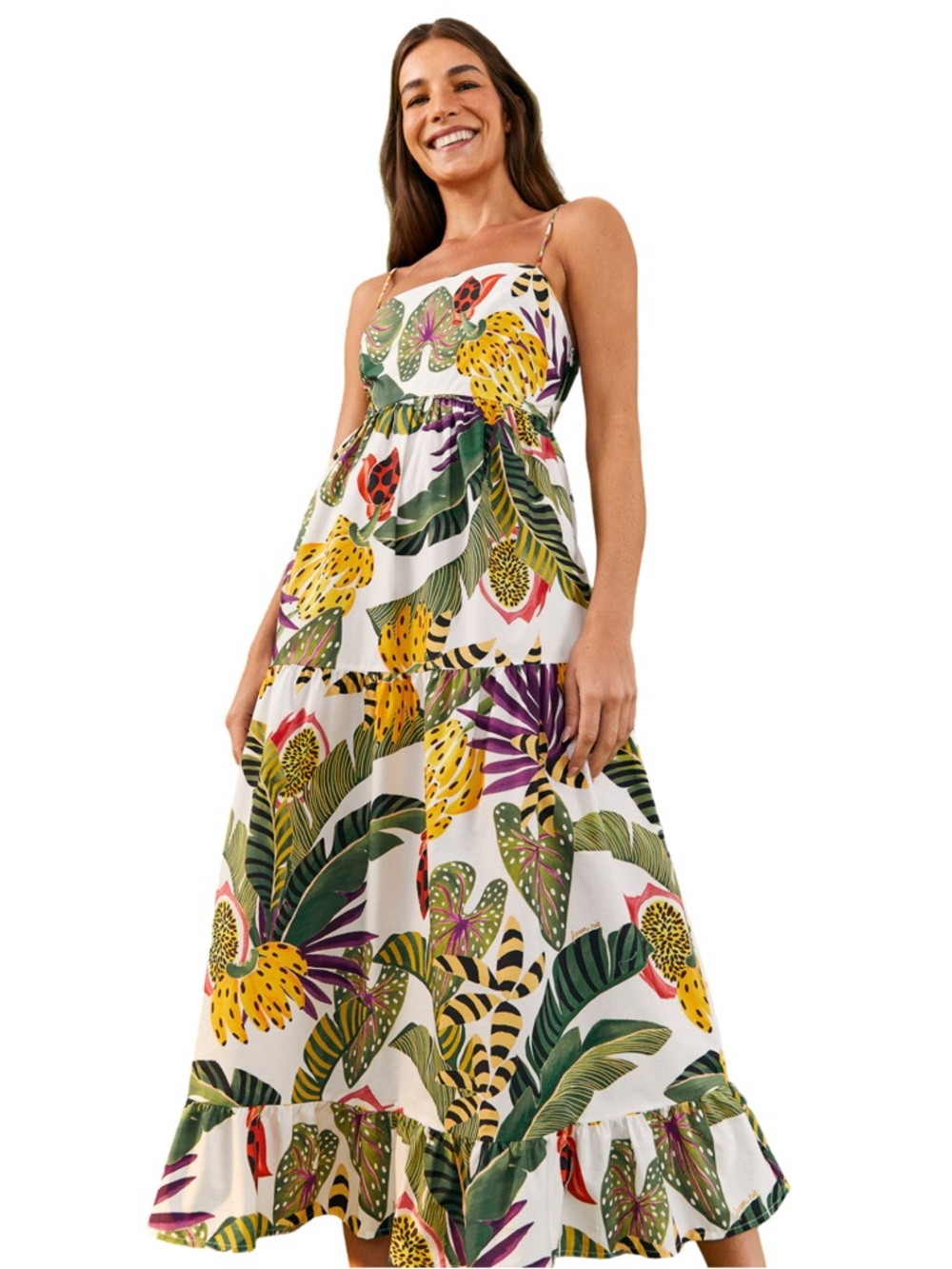 Farm Rio Striped Forest Maxi Dress